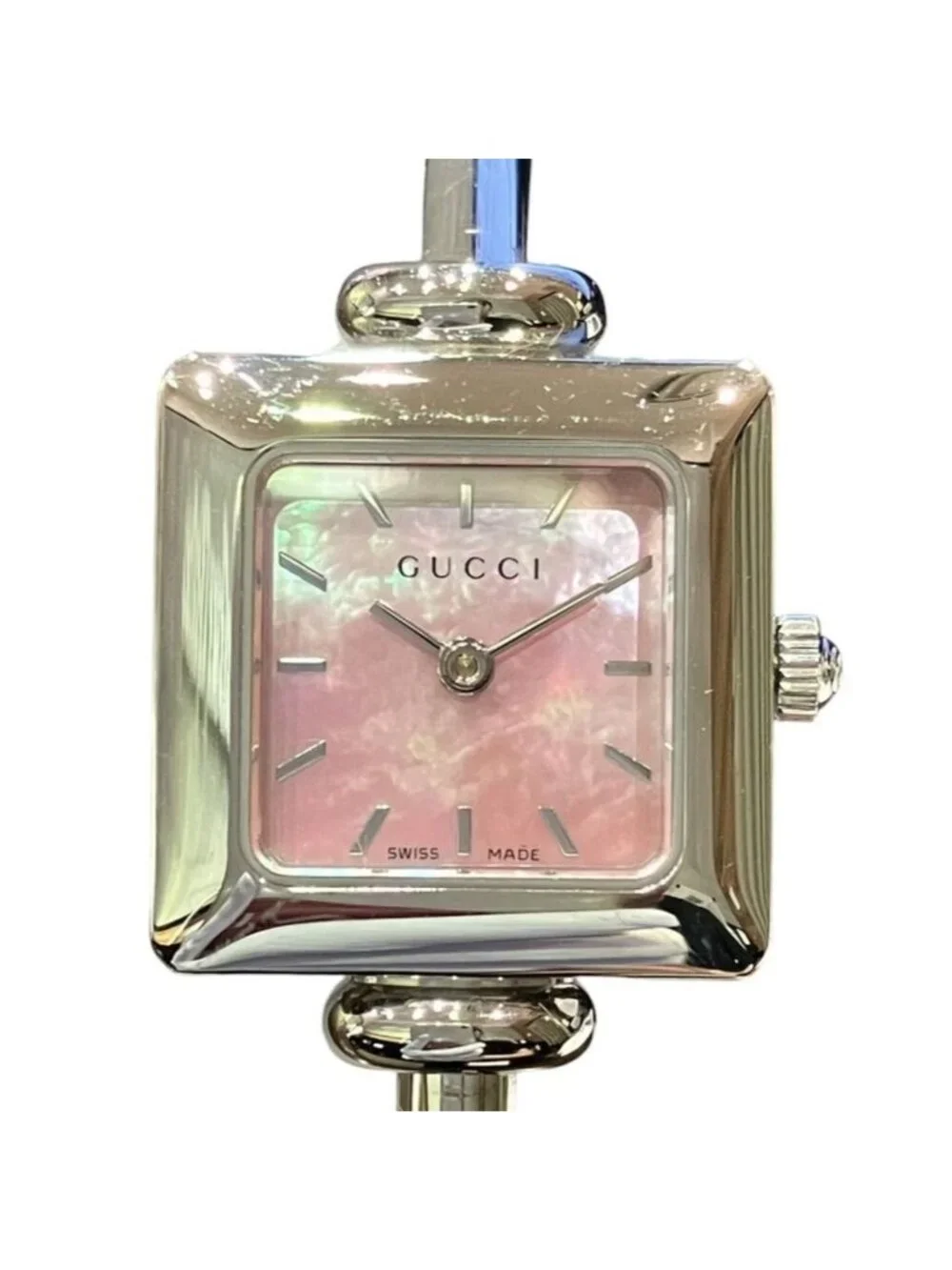 Gucci Bangle Watch SS Quartz Pink Shell Dial